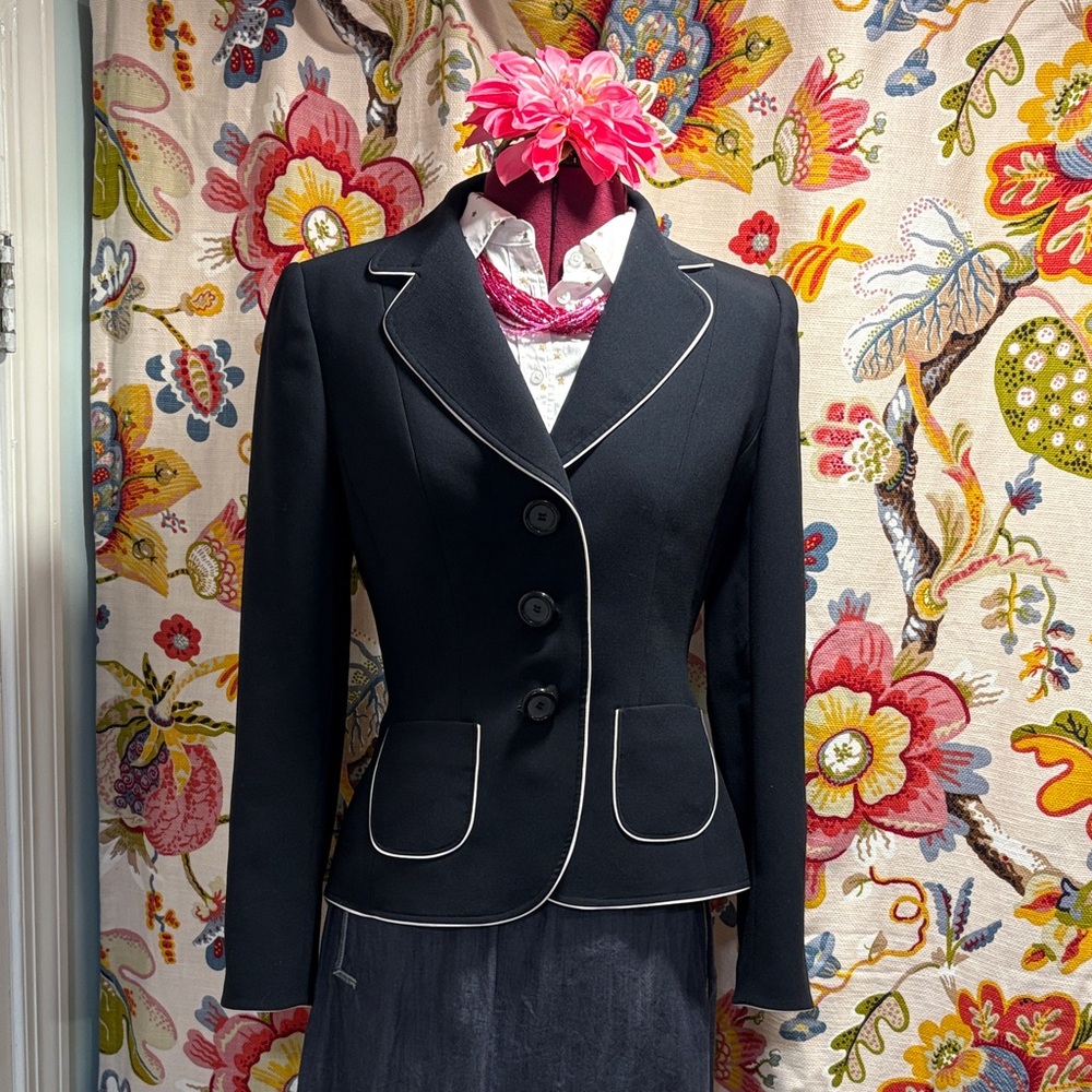 Elegant Navy Blazer with White Trim
